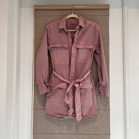 Abercrombie & Fitch Distressed Pink Shirt/Dress/Jacket - Picture 1 of 5